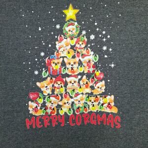 Merry Corgmas Christmas Tree Lights Star Corgi Dark Gray T-Shirt
